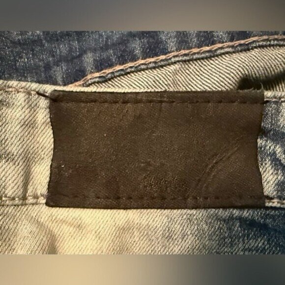 EMBELLISH Turkish Biker Denim Blue Wash Jeans Distressed Basket Weave Sz 38X34 - Picture 12 of 12